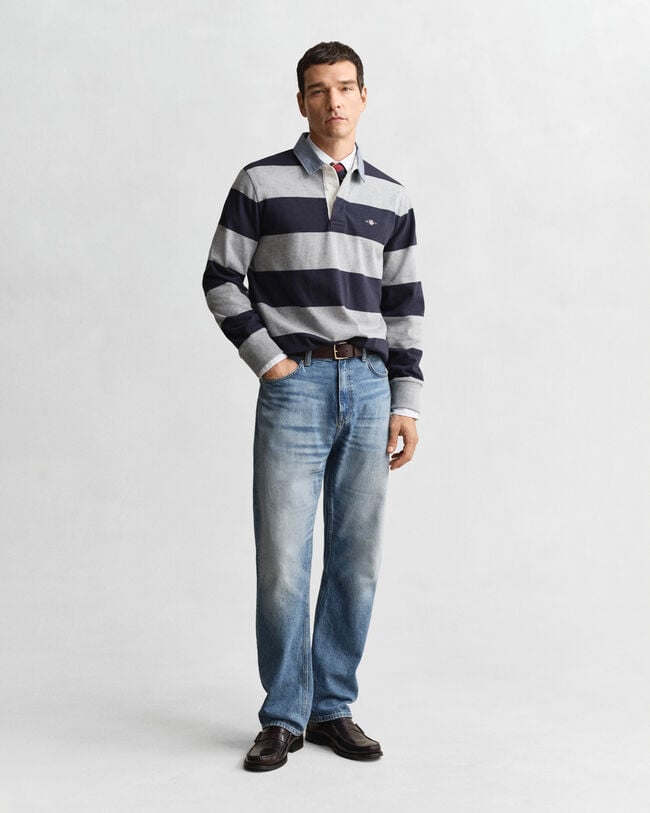 Chambray Collar Striped Heavy Rugger
