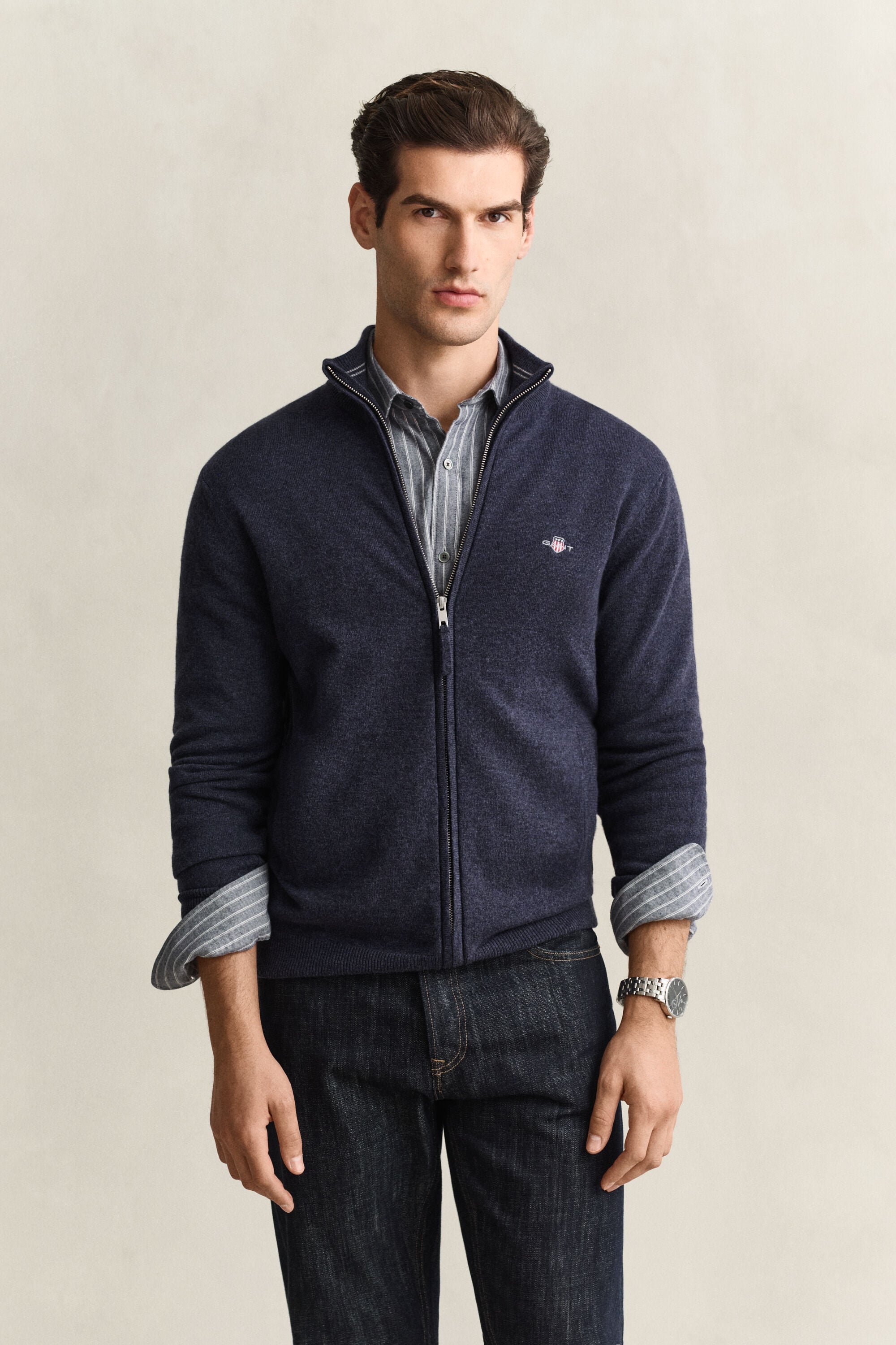 Lambswool Zip Cardigan