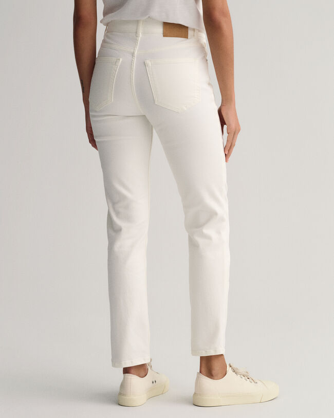 White Cropped Slim Fit Jeans
