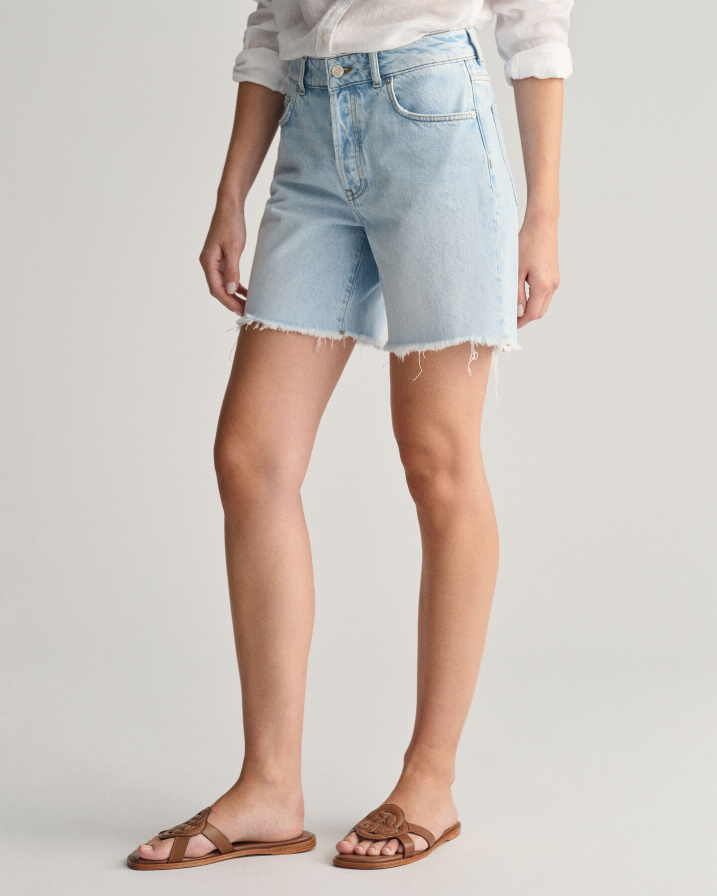 Regular Fit Mid Length Denim Shorts