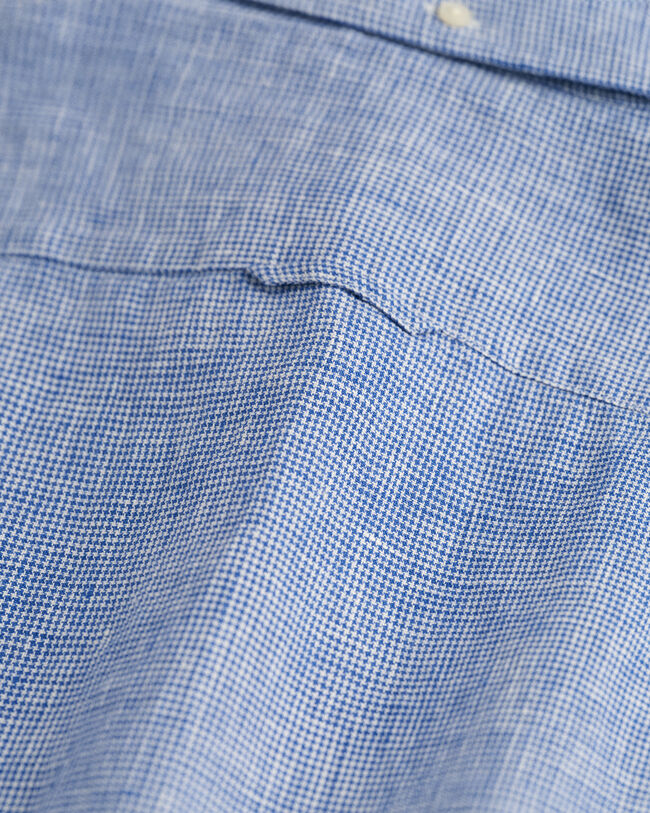 Slim Fit Houndstooth Linen Shirt