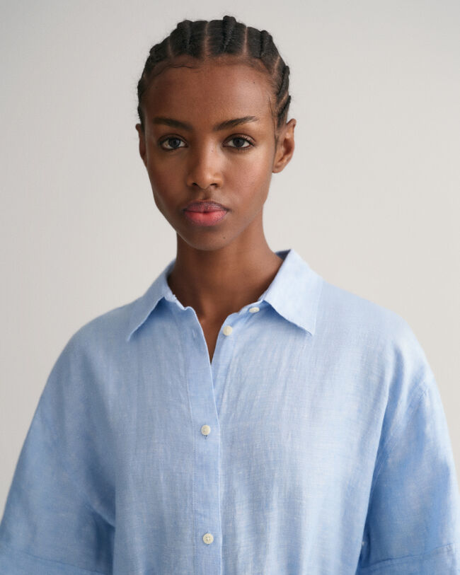 Linen Short Sleeve Shirt Dress