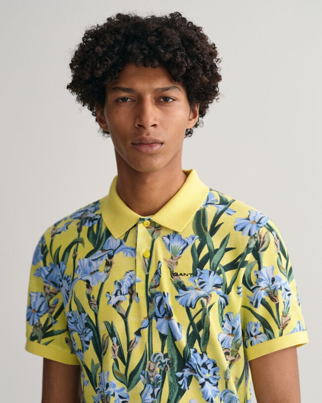 Iris Print Piqu&eacute; Polo Shirt