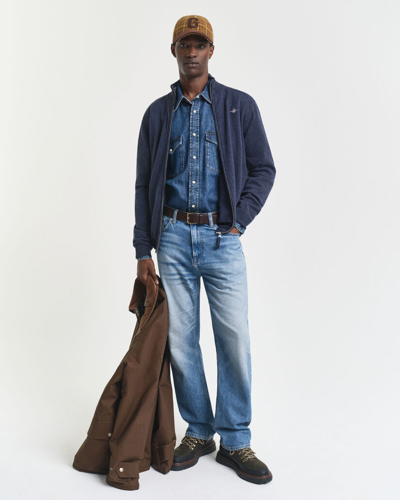 Superfine Lambswool Zip Cardigan