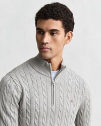 Cotton Cable Knit Half-Zip Sweater