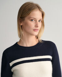 Block Striped Crew Neck Sweater