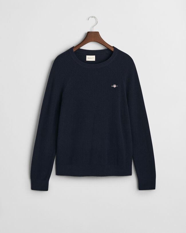 Ribbed Cotton Wool Crew Neck Sweater