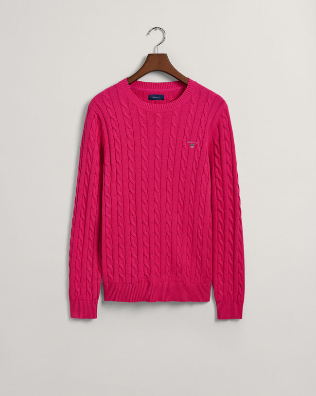Cotton Cable Knit Crew Neck Sweater