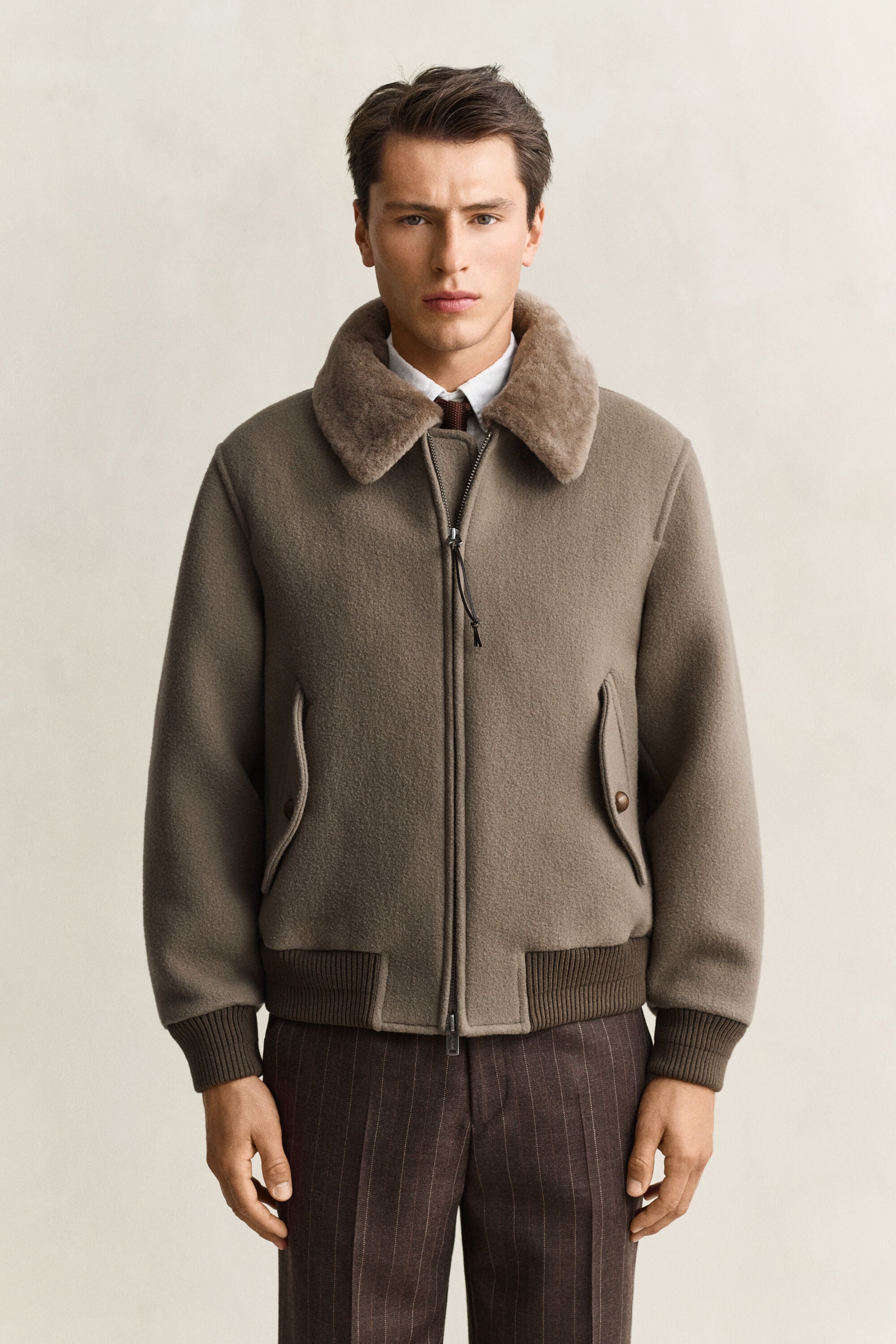 Wool Shearling Aviator Jacket