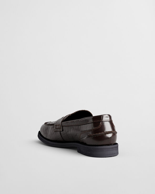 Gracelyn Croc Effect Leather Loafers