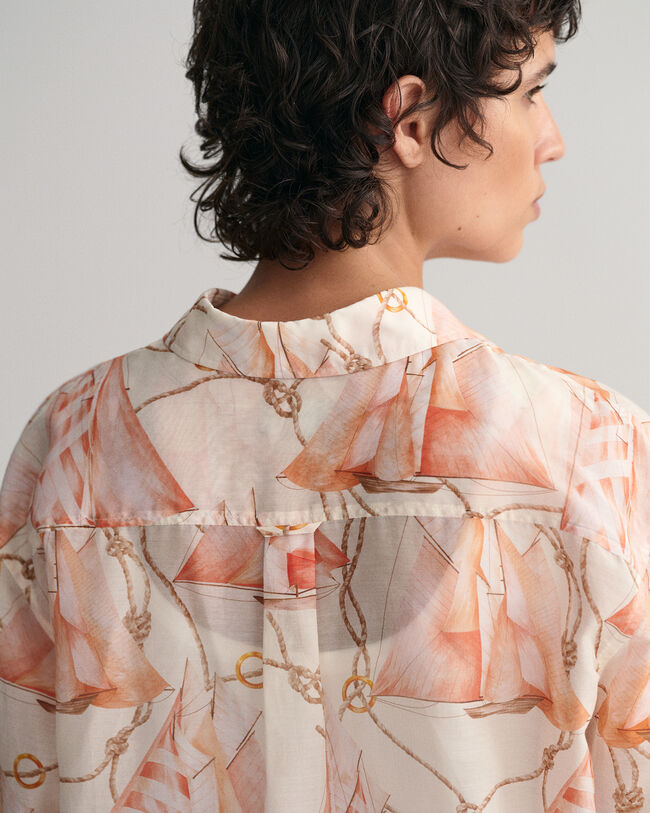 Relaxed Fit Saling Print Cotton Silk Shirt