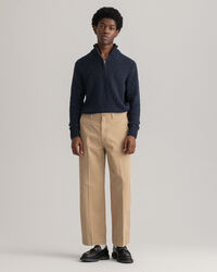 Wide Leg Cotton Twill Chinos