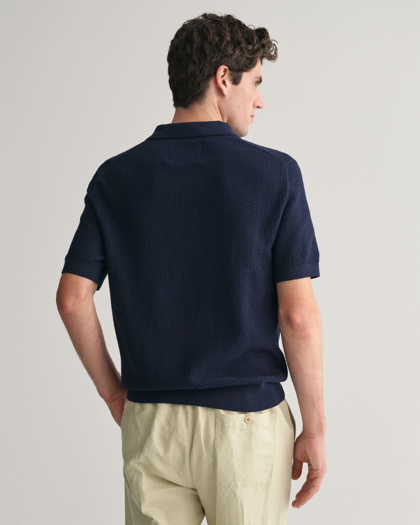 Structured Cotton Polo Sweater