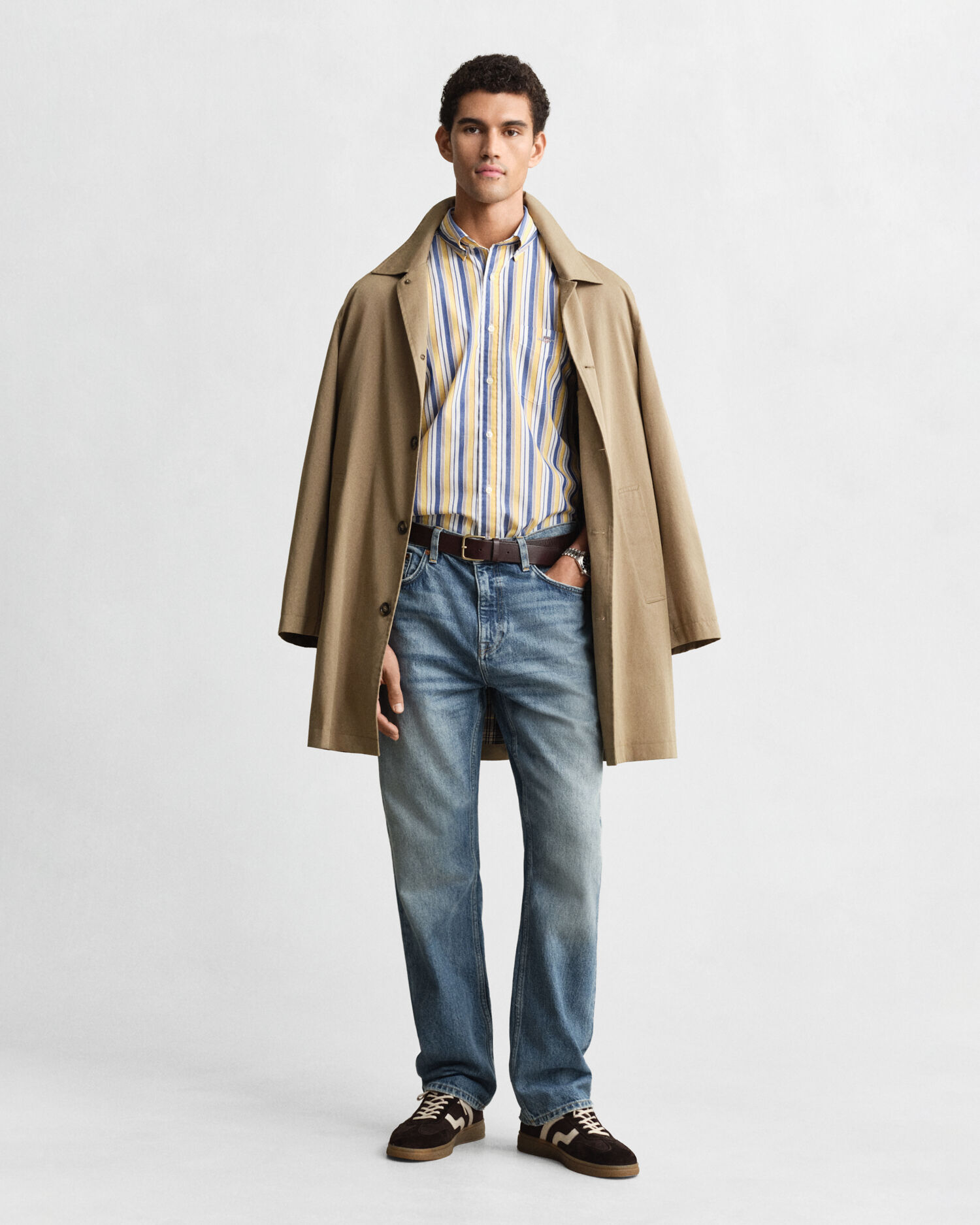 Regular Fit Striped Poplin Shirt — FADED SUNSET