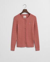 Stretch Cotton Cable Knit Cardigan
