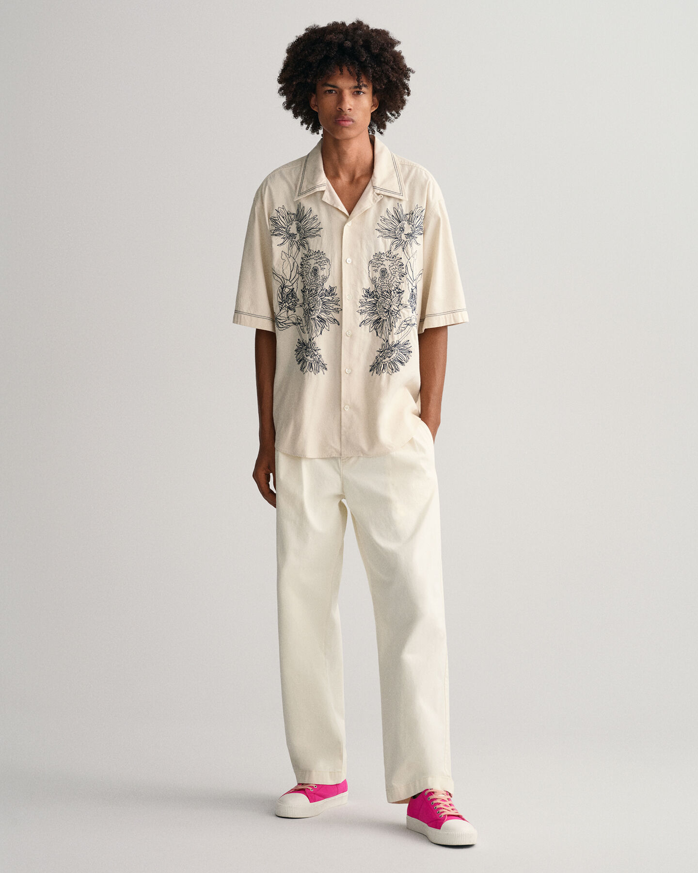 Oversized Embroidered Short Sleeve Shirt