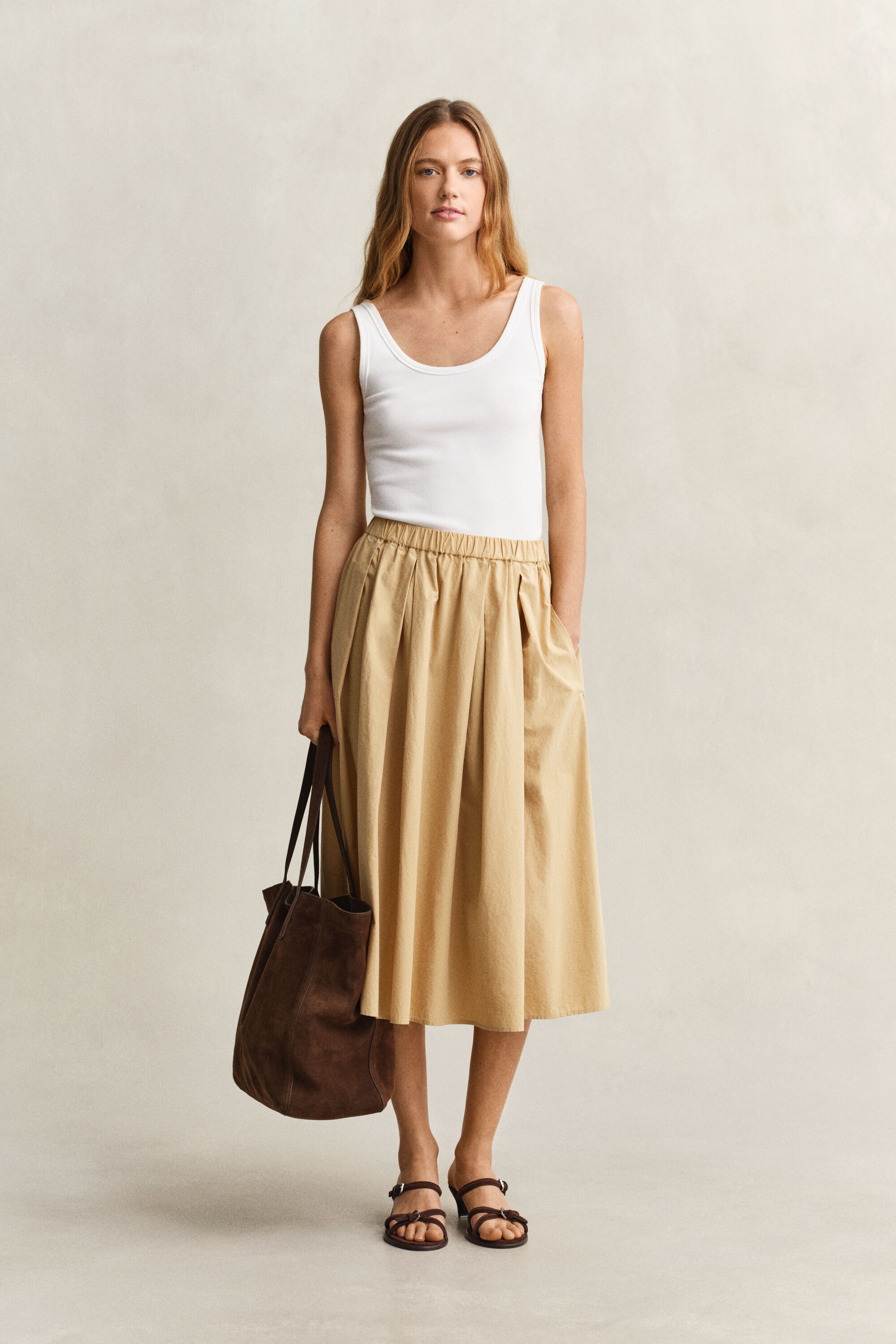 Poplin Midi Skirt