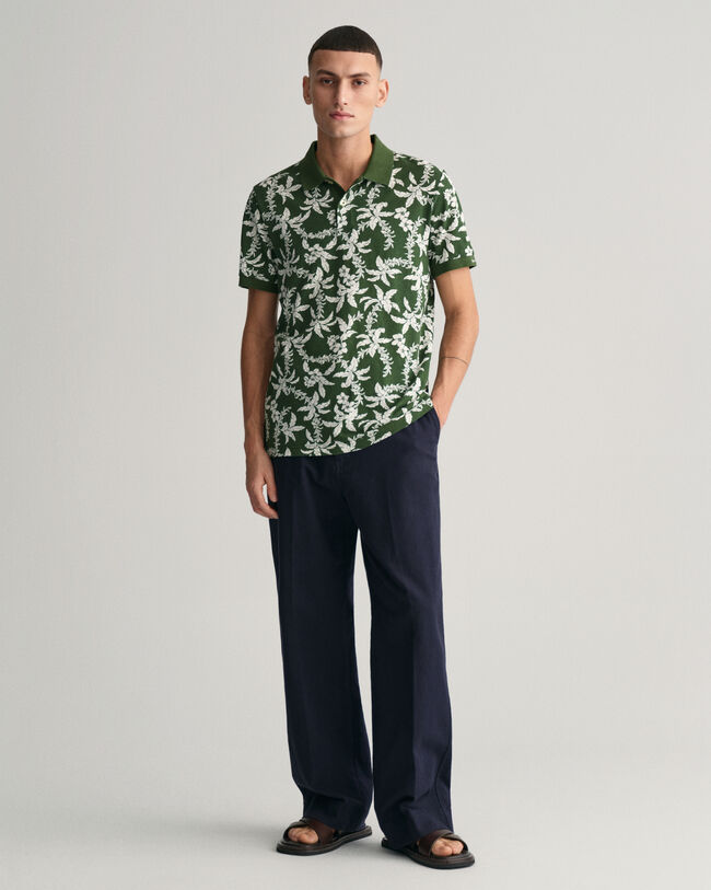 Palm Lei Print Piqu&eacute; Polo Shirt