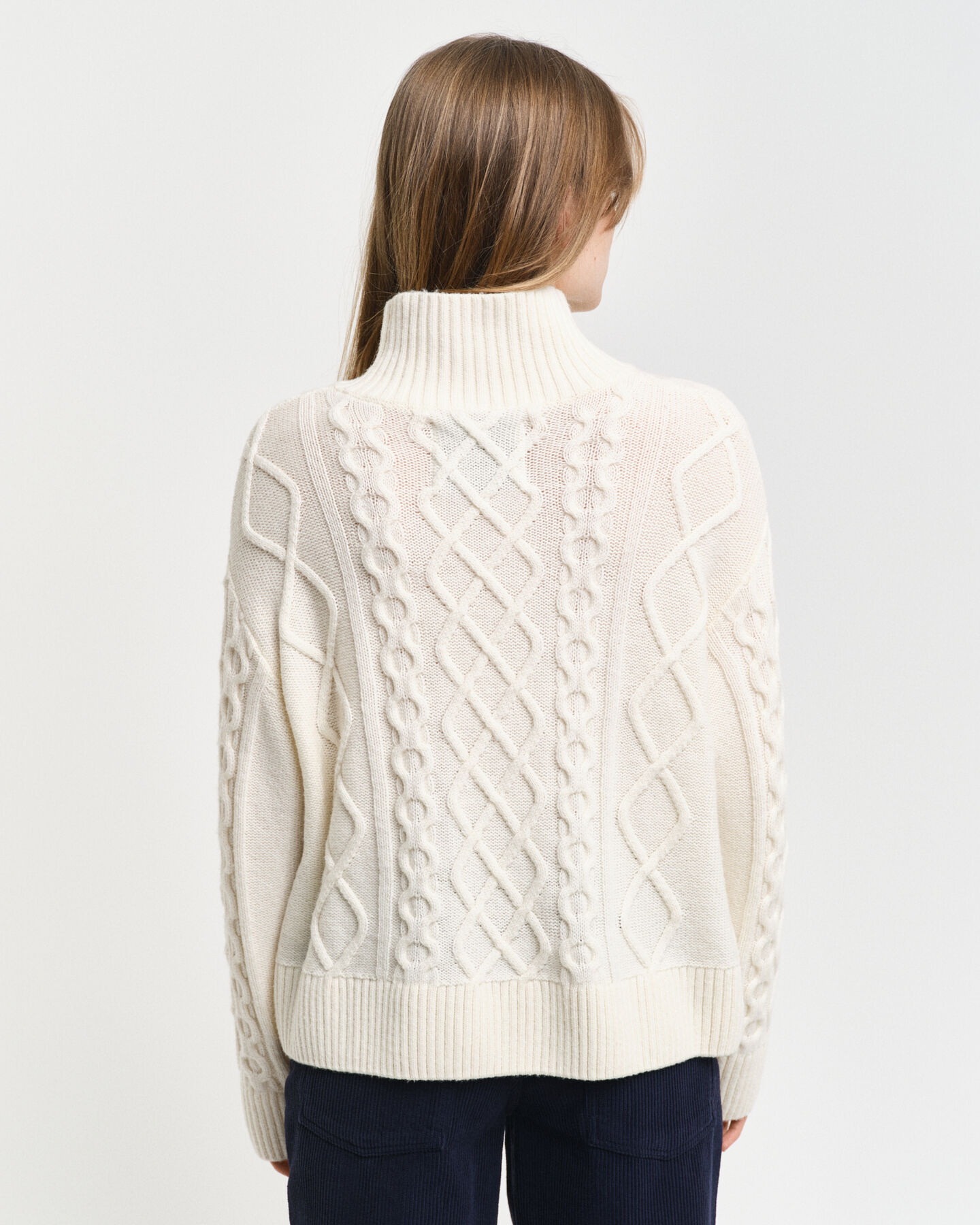 Cable Knit Stand Collar Sweater