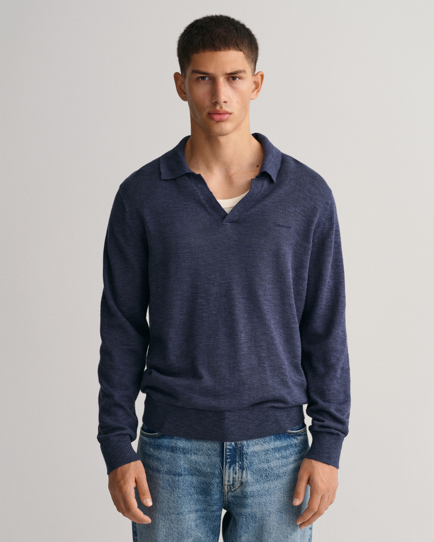 Cotton Linen Polo Sweater