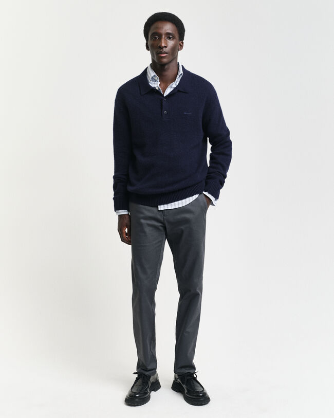 Wool Blend Polo Sweater
