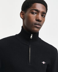 Textured Cotton Half-Zip Sweater