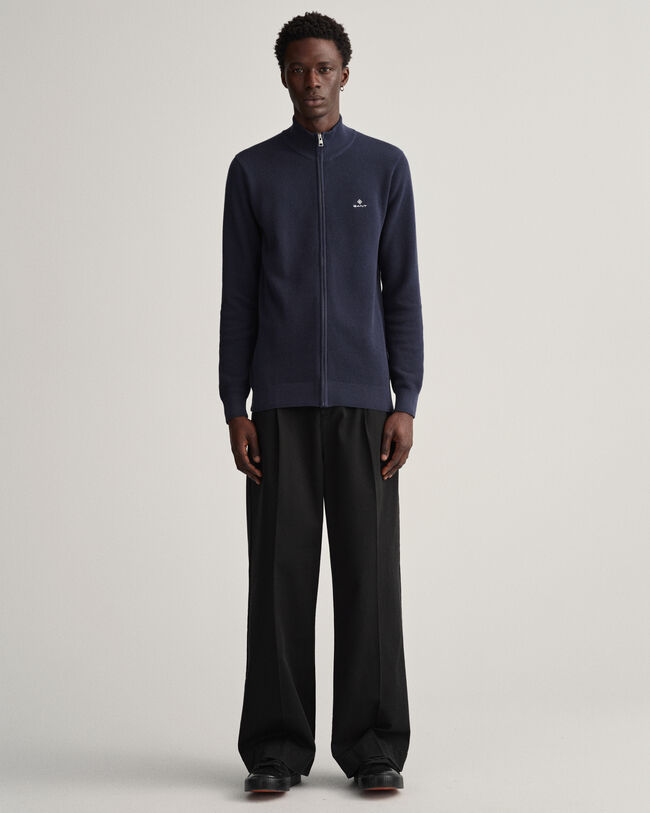 Cotton Piqué Half-Zip Cardigan