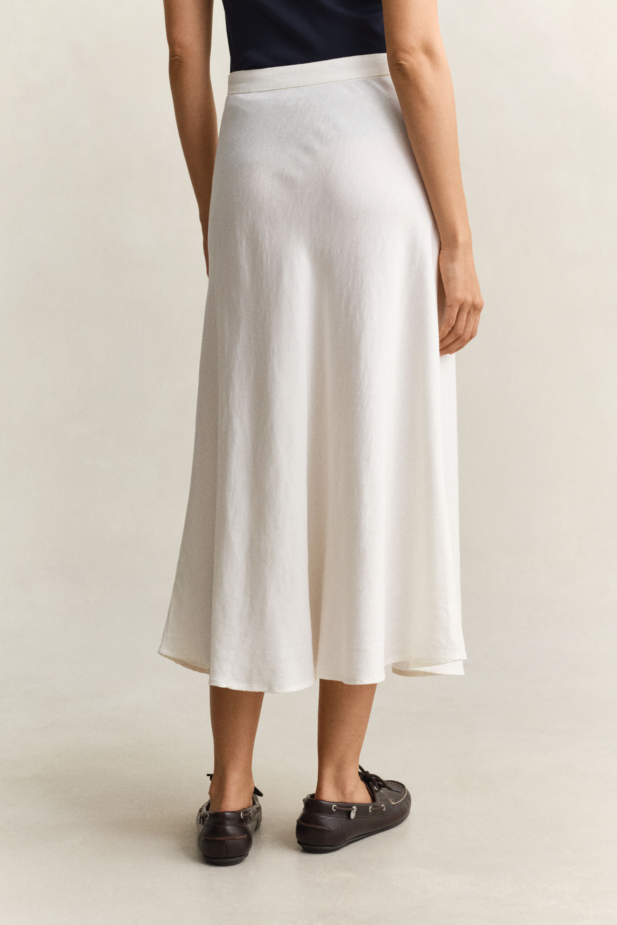 Flared Linen Blend Skirt