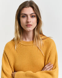 Ribbed Knitted Crew Neck Sweater