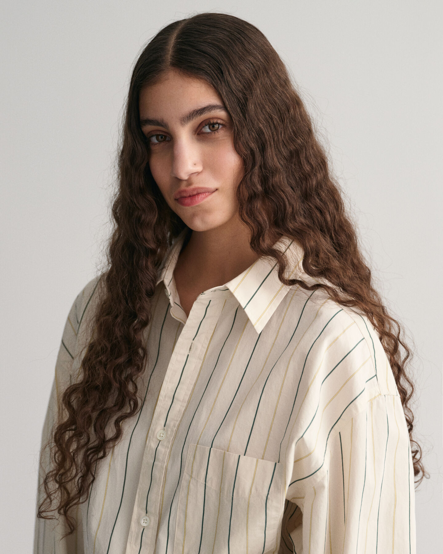 Oversized Striped Compact Poplin Shirt