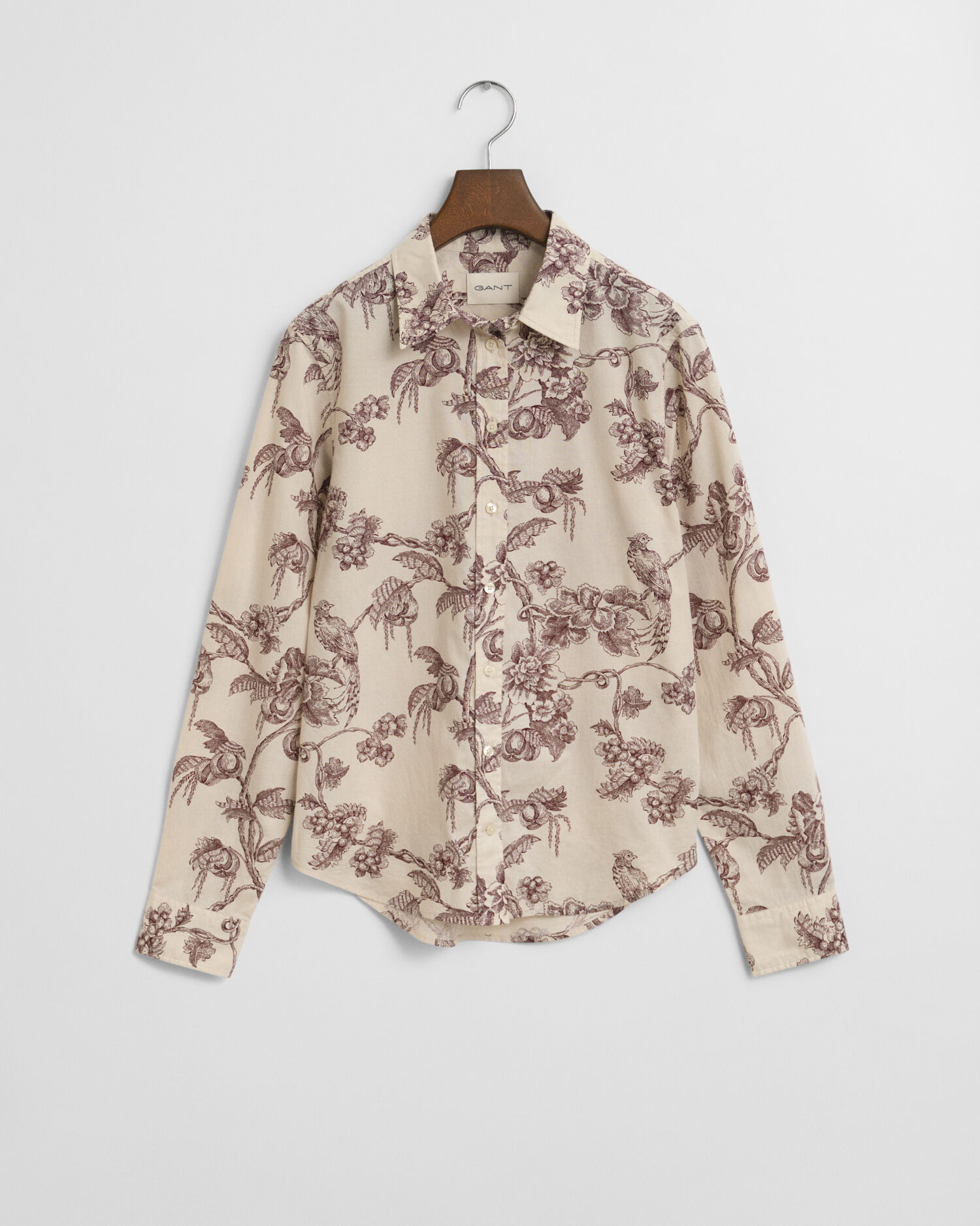 Regular Fit Tree Printed Cotton Voile Shirt