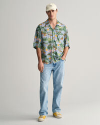 Relaxed Fit Hawaiian Print Short Sleeve Shirt