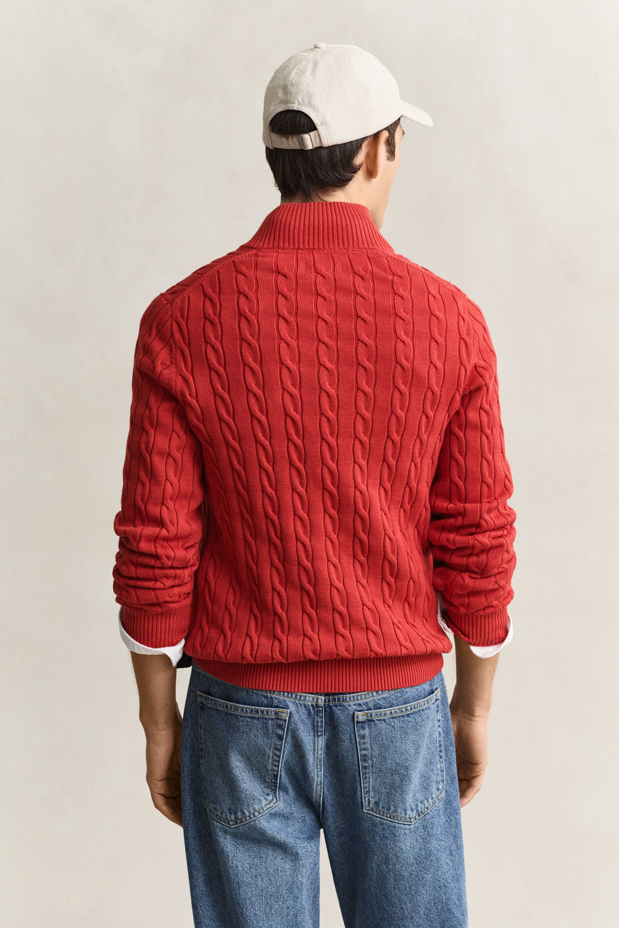 Cotton Cable Knit Half-Zip Sweater