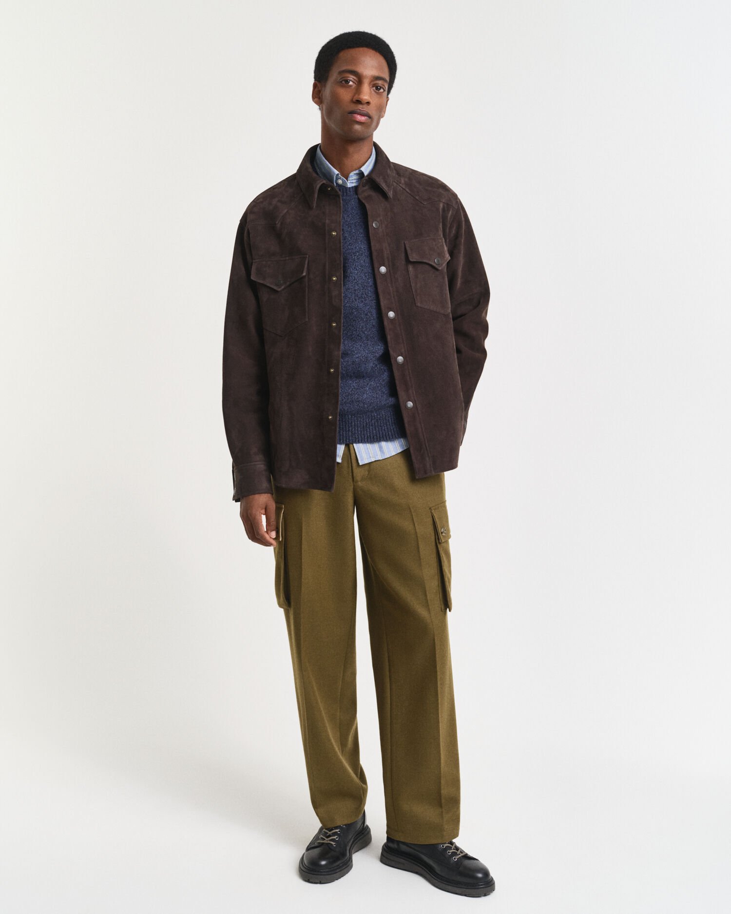 Wool Blend Mouliné Crew Neck Sweater