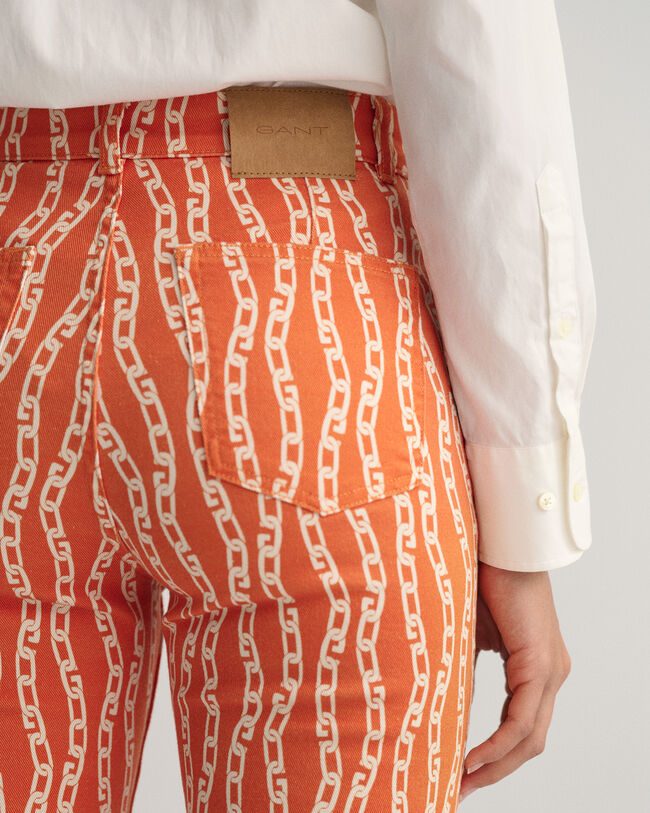 Cropped Chain Print Jeans