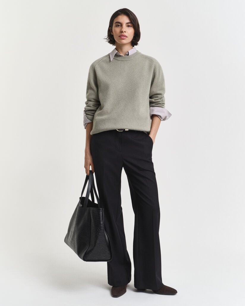 Soft Wool Cashmere Blend Crew Neck Sweater