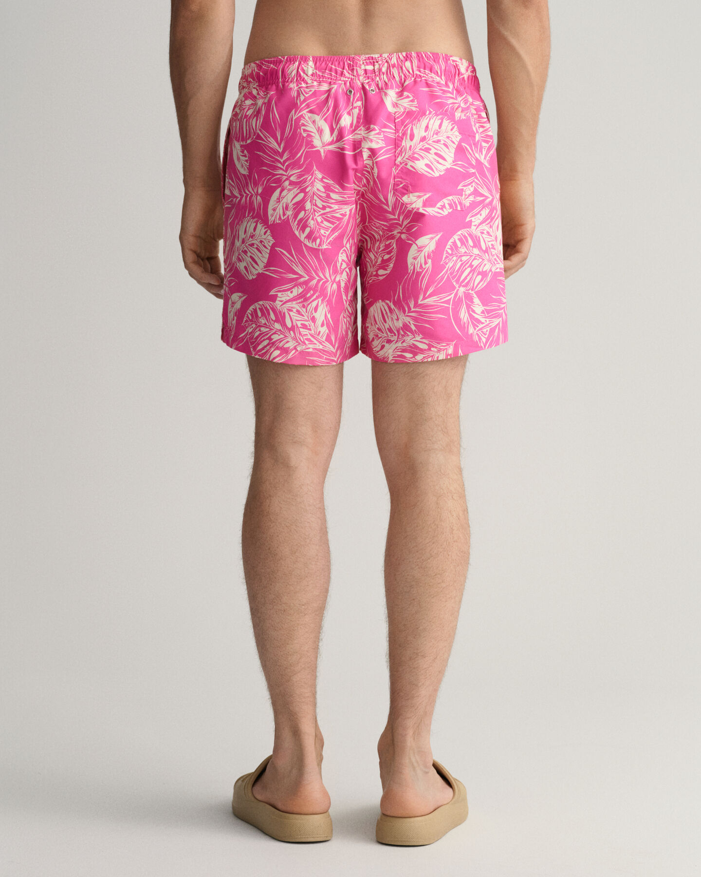 Classic Fit Tropical Leaves Print Swim Shorts
