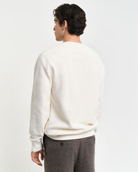 Waffle Textured Crew Neck Sweatshirt