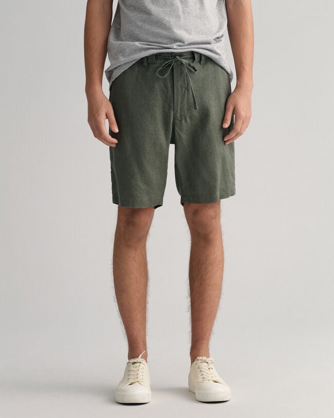 Relaxed Fit Linen Drawstring Shorts