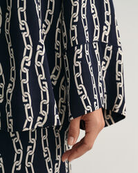 Relaxed Fit Chain Print Pajama Shirt