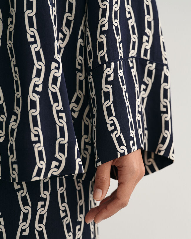 Relaxed Fit Chain Print Pajama Shirt