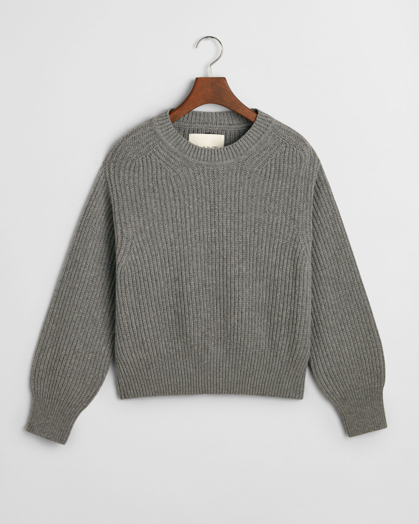 Ribbed Knitted Crew Neck Sweater