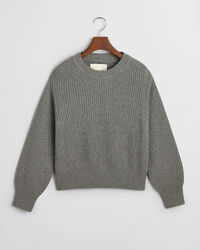 Ribbed Knitted Crew Neck Sweater