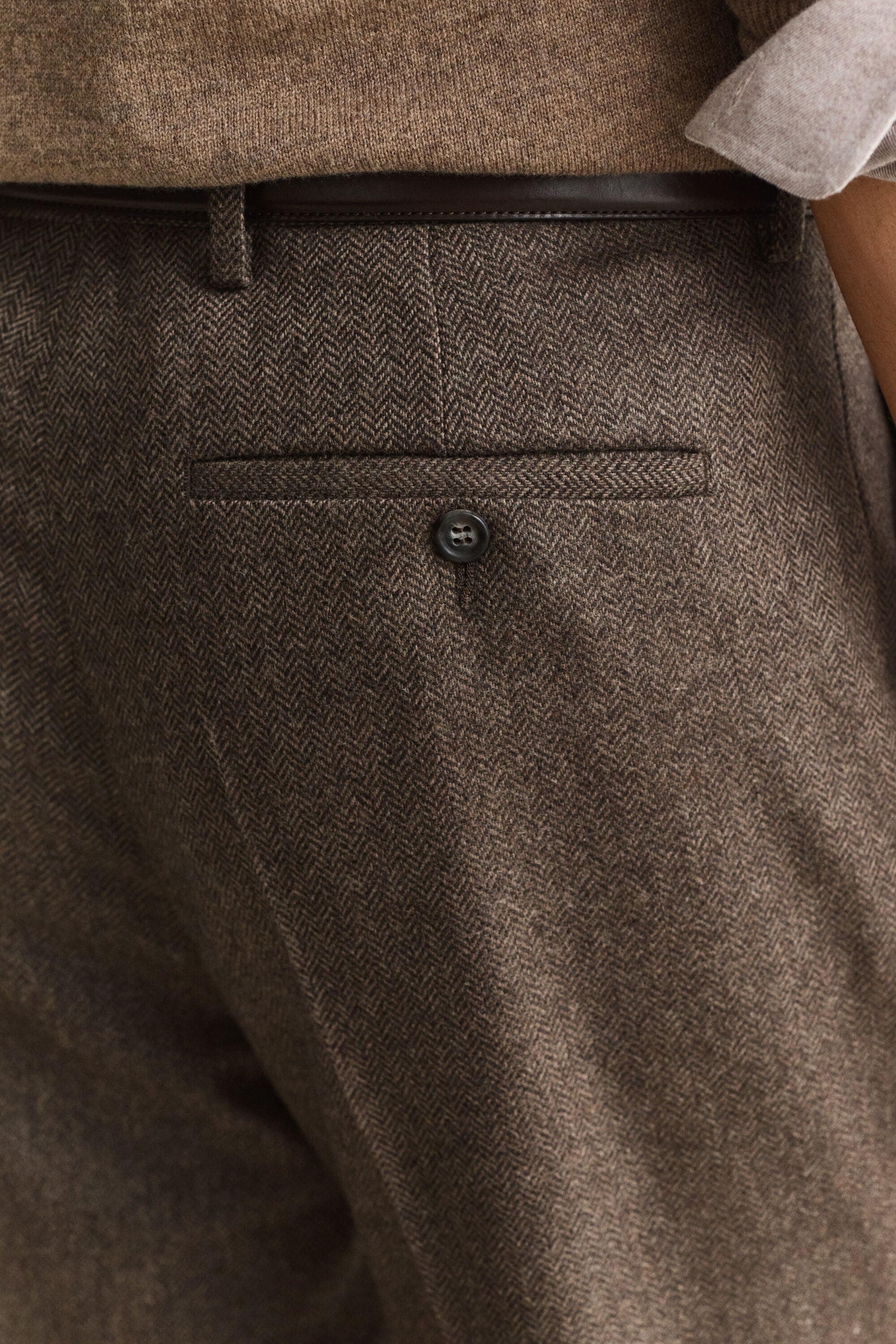 Wool Herringbone Suit Pants