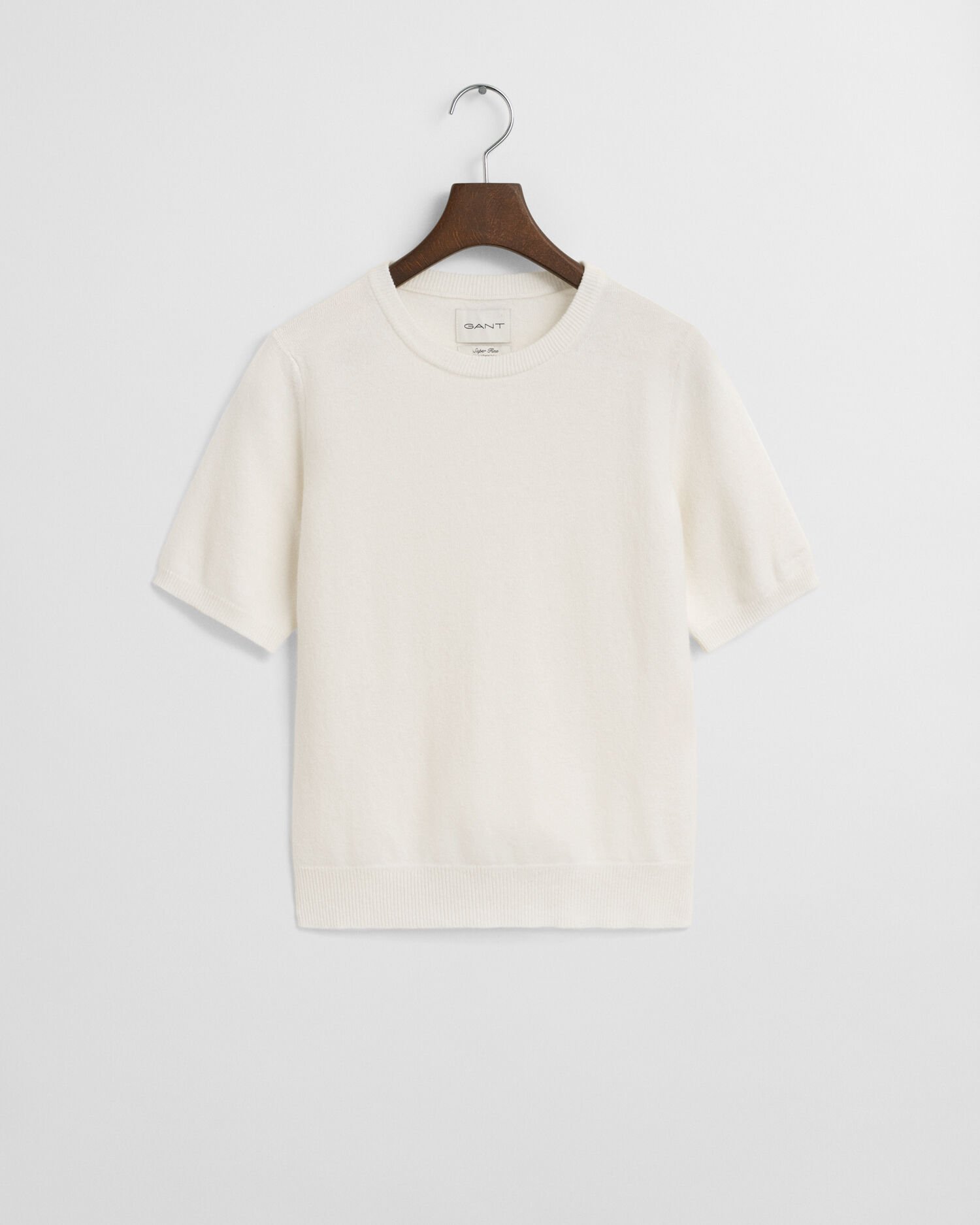 Superfine Lambswool Short Sleeve Crew Neck Sweater