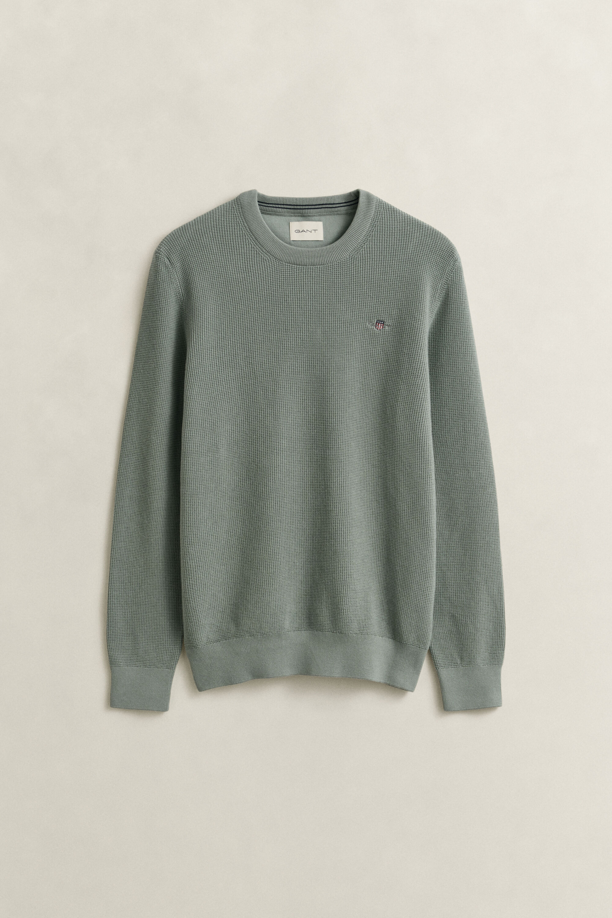 Textured Cotton Crew Neck Sweater