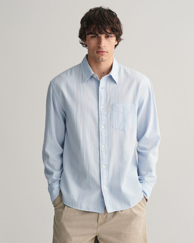 Relaxed Fit Pinstriped Seersucker Shirt