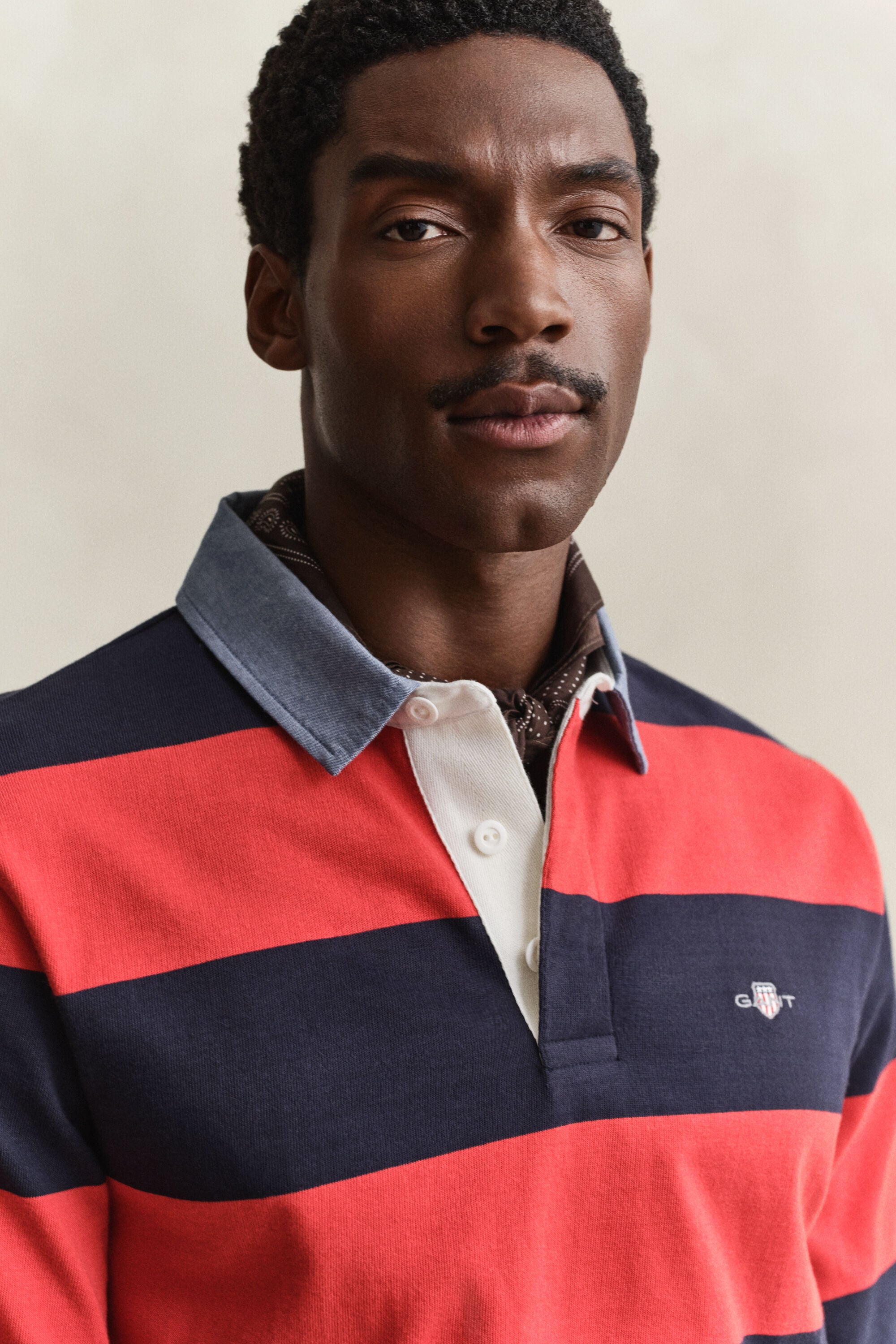Chambray Collar Striped Heavy Rugger