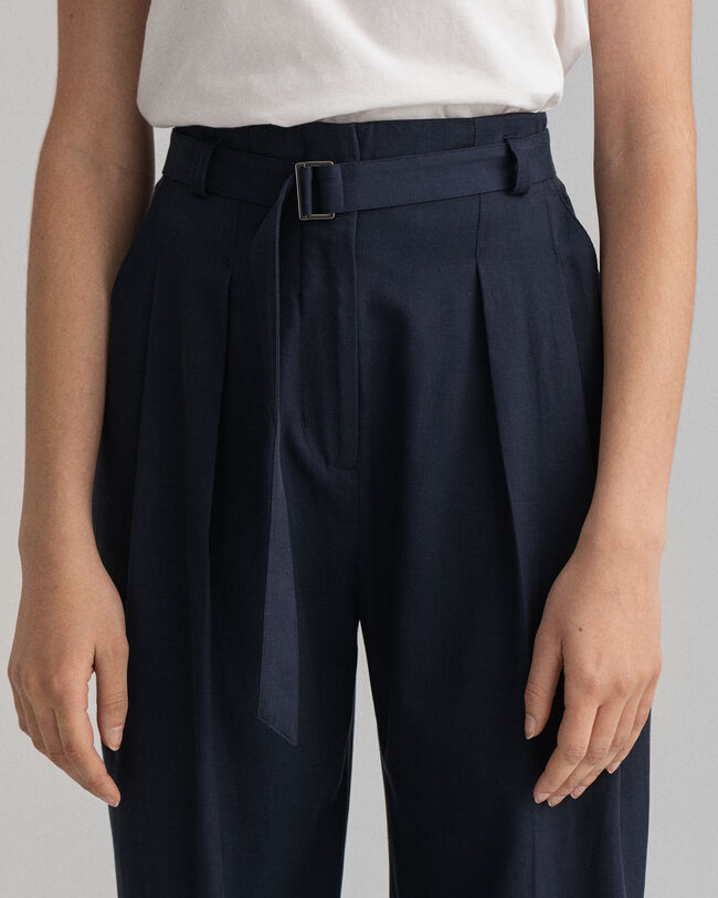 High-Waisted Fluid Pleated Chinos