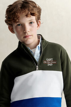 Teen Boys Color Block Half-Zip Sweatshirt — DARK MOSS GREEN 4